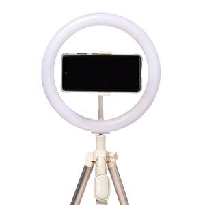 Heyday Stone White 10" LED Ring Light 5ft Tripod, Phone Mount Bluetooth Box Wear